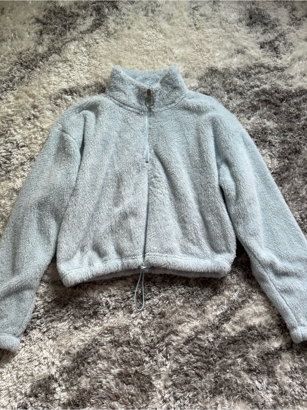 Forever 21 NWOT Light Blue Plush Fleece Quarter Zip Jacket Size Small